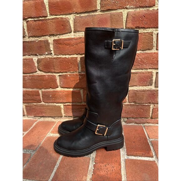 Ann Taylor Loft $200 black Tall Biker Boots womens size 7 NEW - Picture 3 of 10